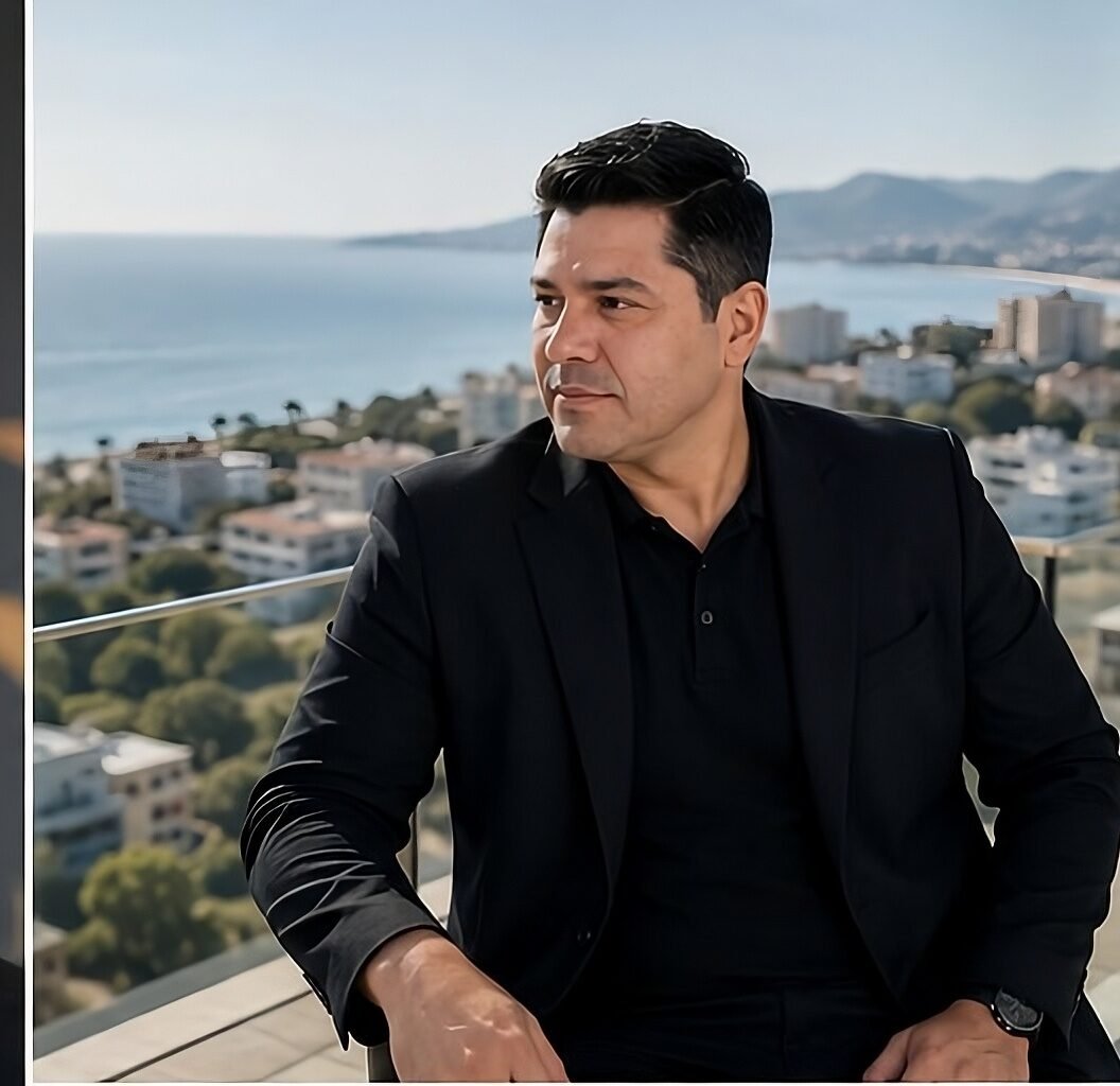 Gustavo Juárez en una terraza con vistas a la Costa del Sol
